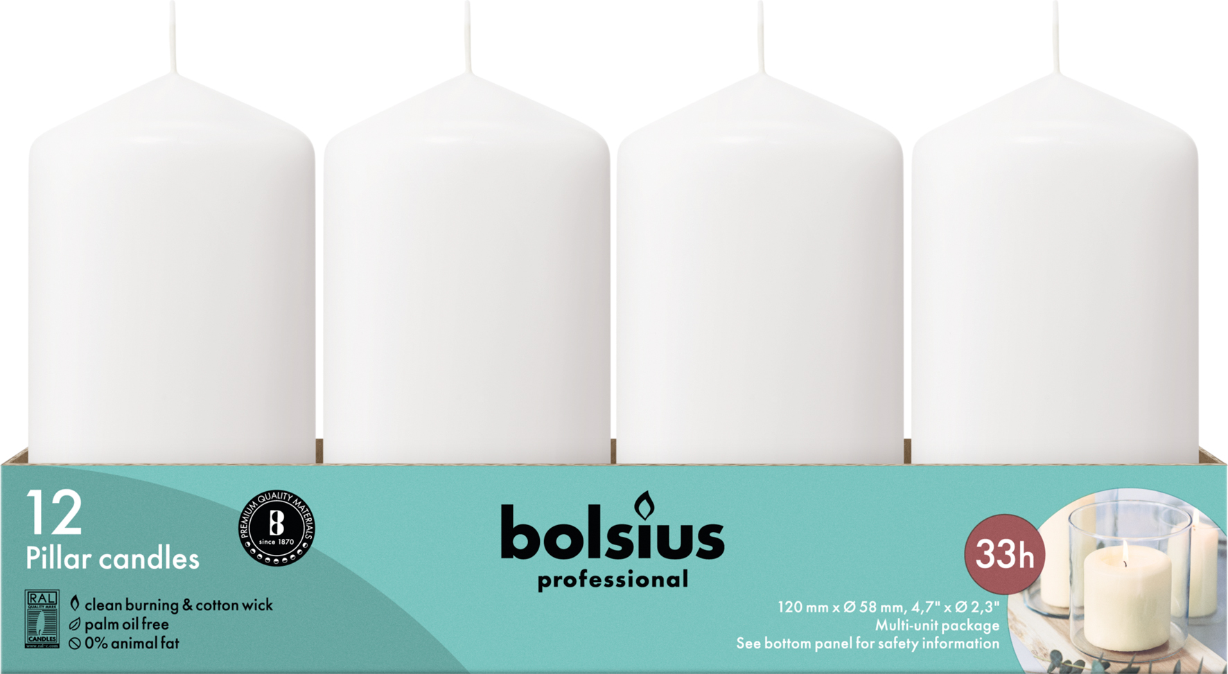 Bolsius Horeca Stompkaarsen 12/6 Wit (12 stuks)