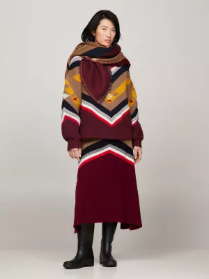 Cachecol quadrado Tommy x Pendleton Valley Stripe em mistura de lã
