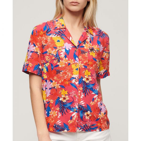 Superdry Beach Resor Short Sleeve Shirt Colorido S Mulher