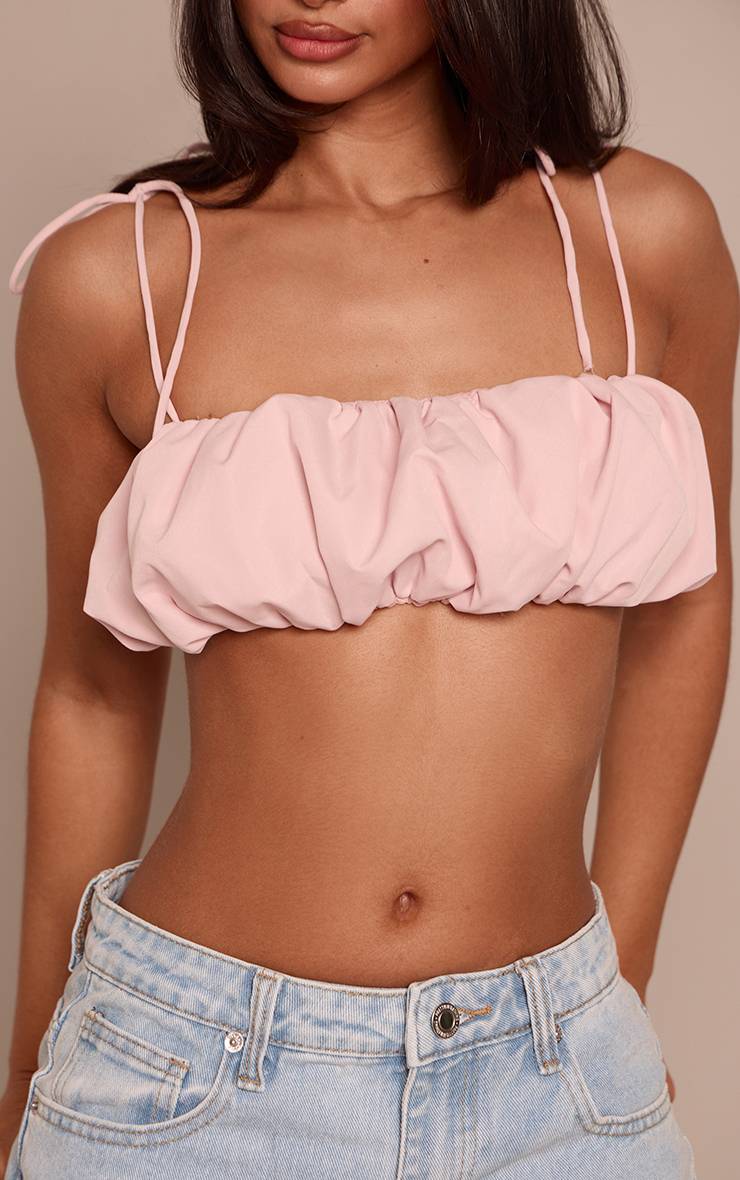 Rose Pâle Haut Bandeau Froncé À Nouer Petite Taille