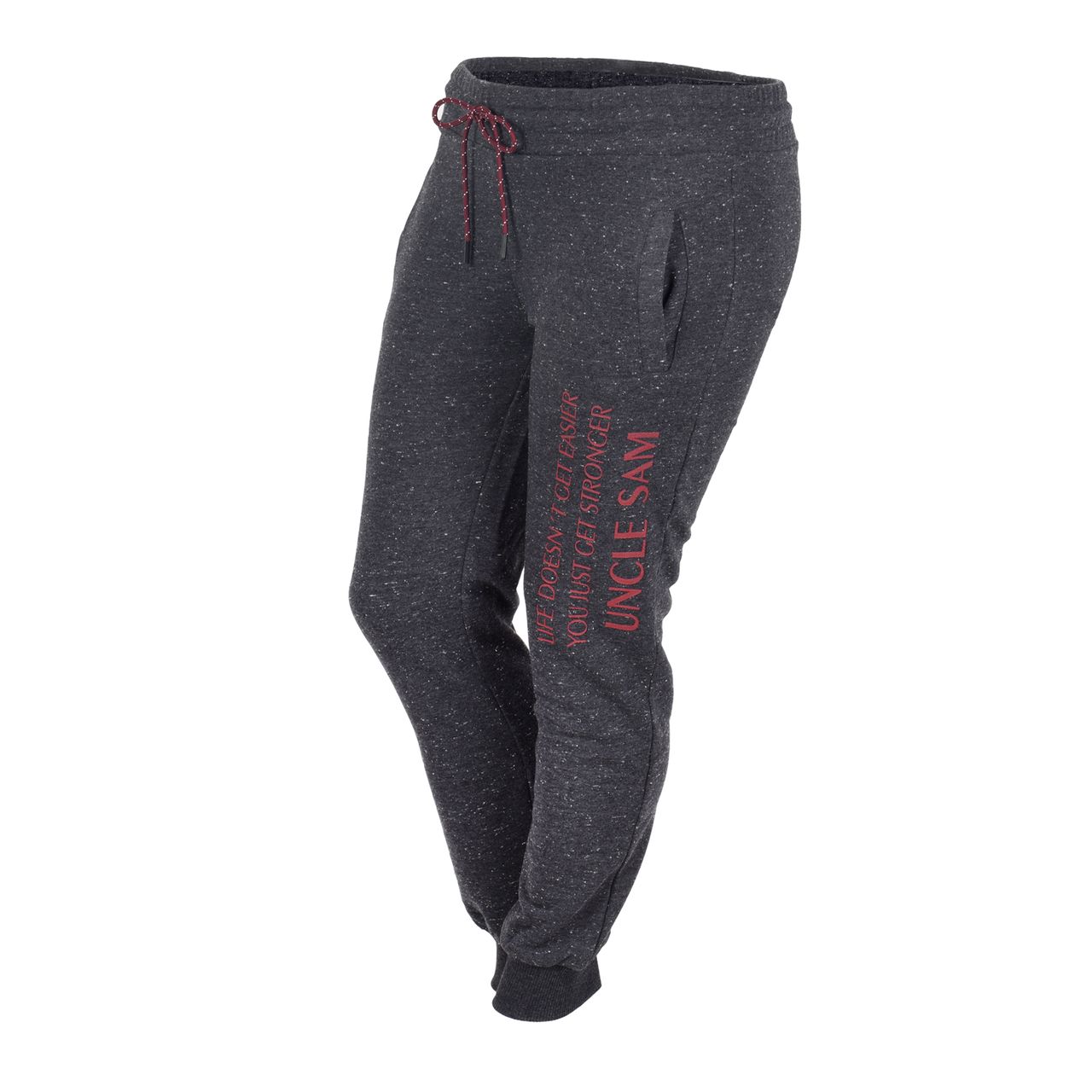 SAM Damen Bodypants mit rotem Print, S, Black Melange