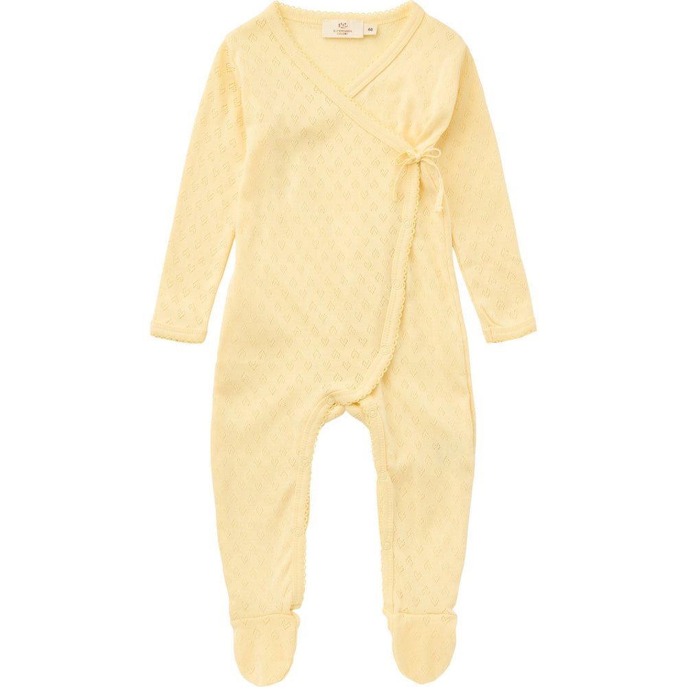 Køb COPENHAGEN COLORS Pale Yellow Pointelle Cross-Over Full Body