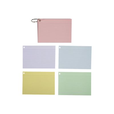 Exacompta Flashcars - 50 Bristols pour révisions sous anneau - 10,5 x 14,8 cm - ligné - couleurs assorties