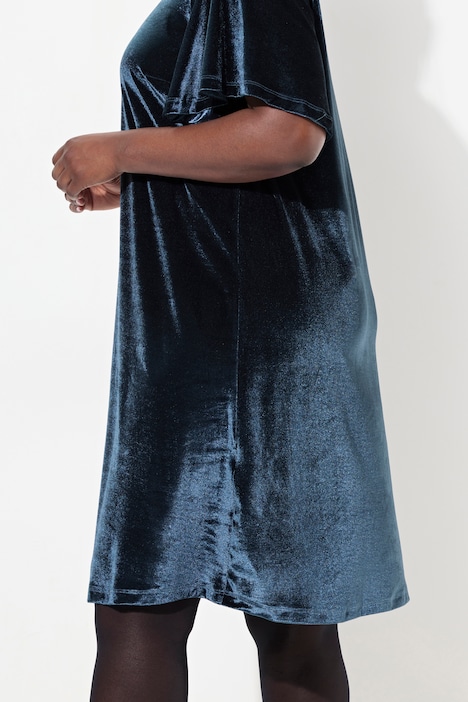 Samtkleid, A-Linie, Keyhole, Rundhals, Halbarm