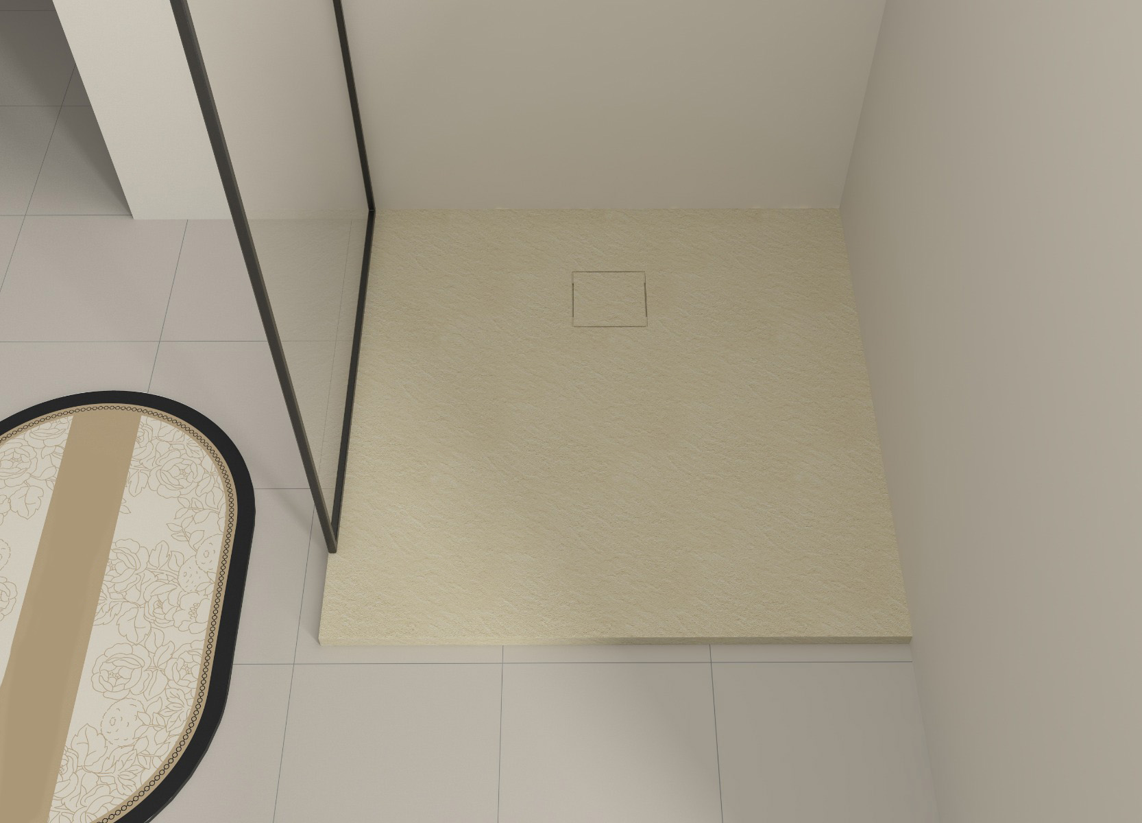 Saniclear Naxos SMC douchebak stone-look 90x90cm beige mat