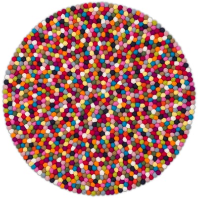 Filzkugelteppich, Bunt, Ø 90 cm