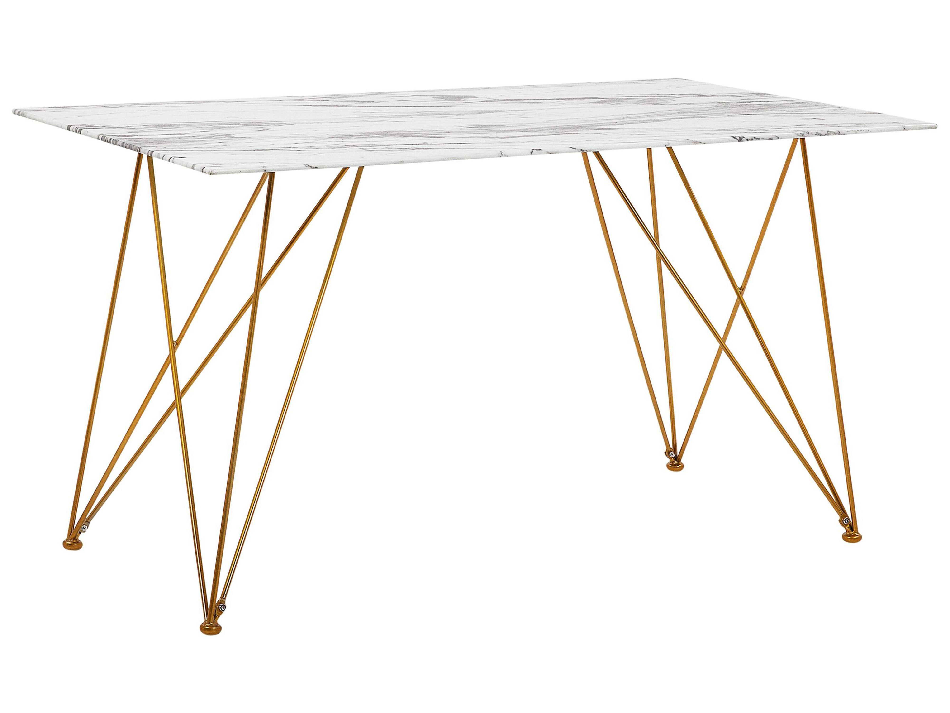 Eettafel KENTON Wit marmer 80 cm Veiligheidsglas 140 cm