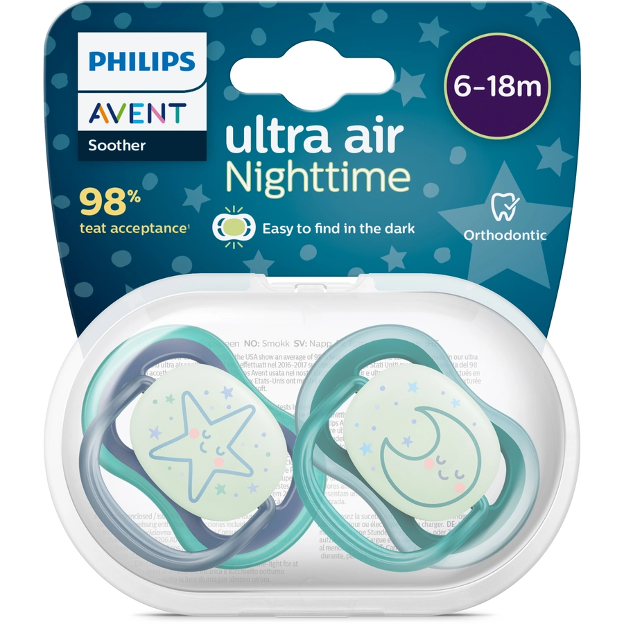 Philips Avent Nachtschnuller ultra air SCF37613 6-18 Monate 4 Stück grün