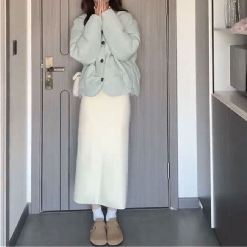 Honey River - Effen midi-kokerrok met elastische taille