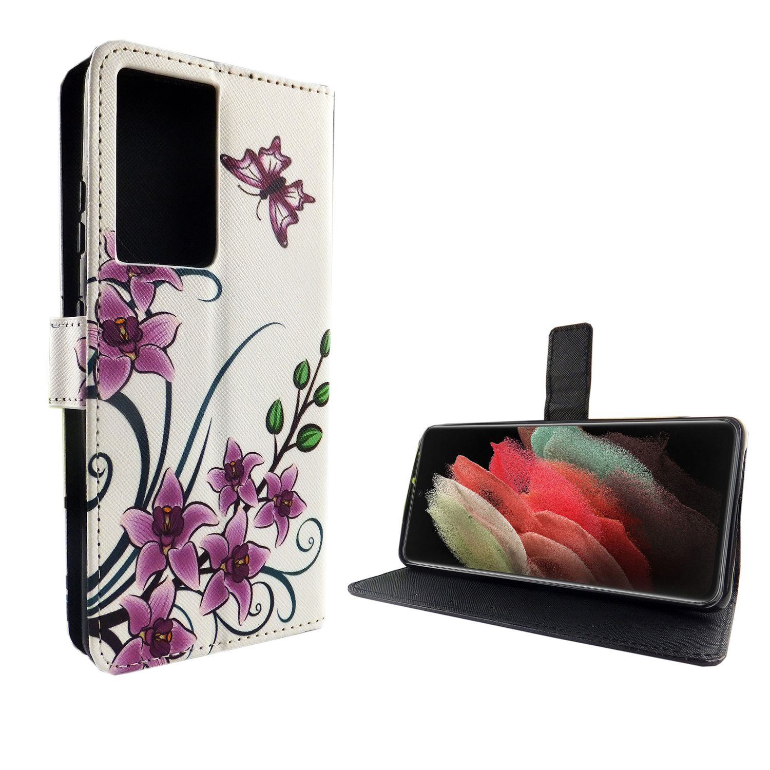 Hülle Handy Schutz für Samsung Galaxy S21 Ultra Case Cover Tasche Wallet Etui