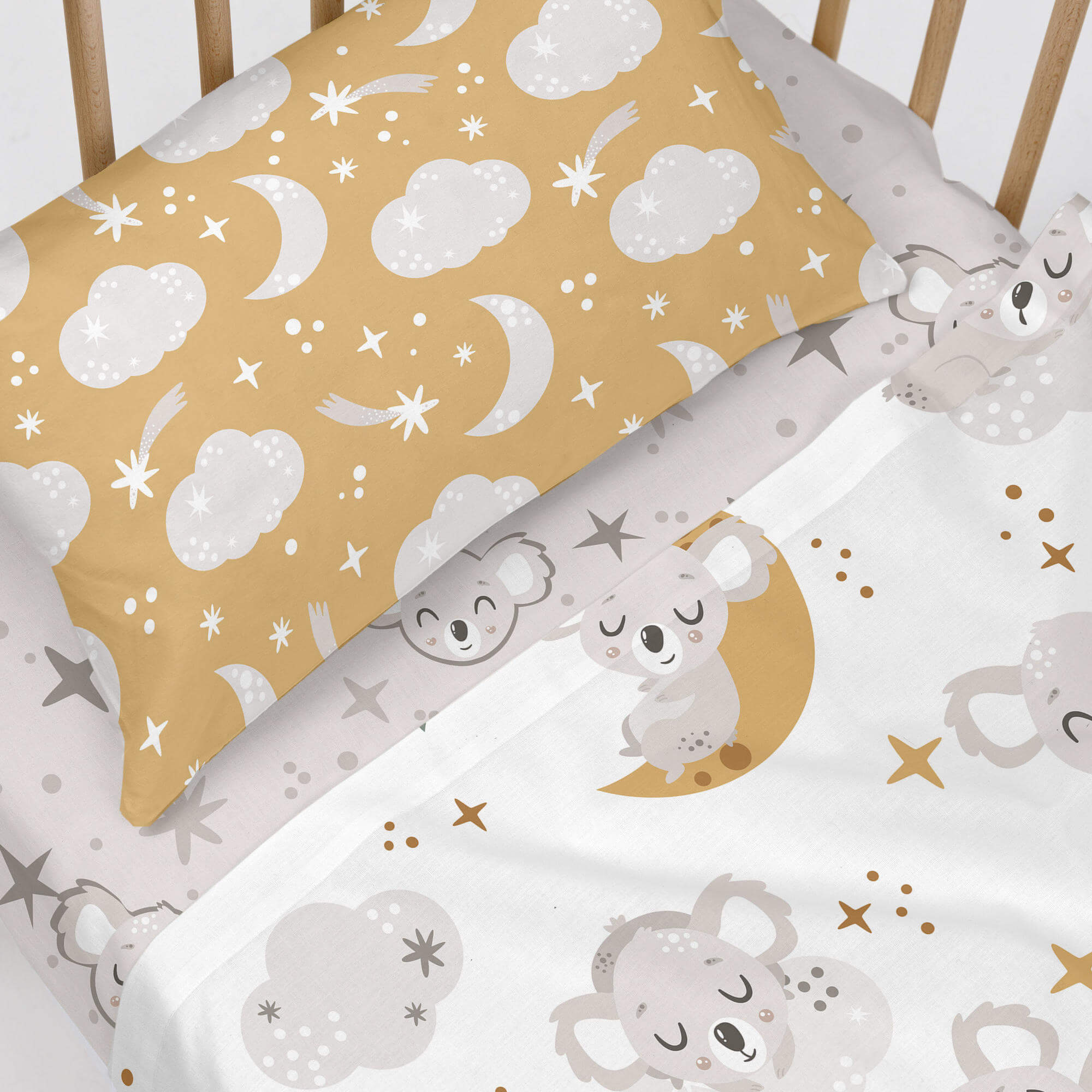 Baby koala Hoeslaken wieg Moshi Moshi, Veelkleurig, 100% katoen, de kwaliteit van 150 hilos