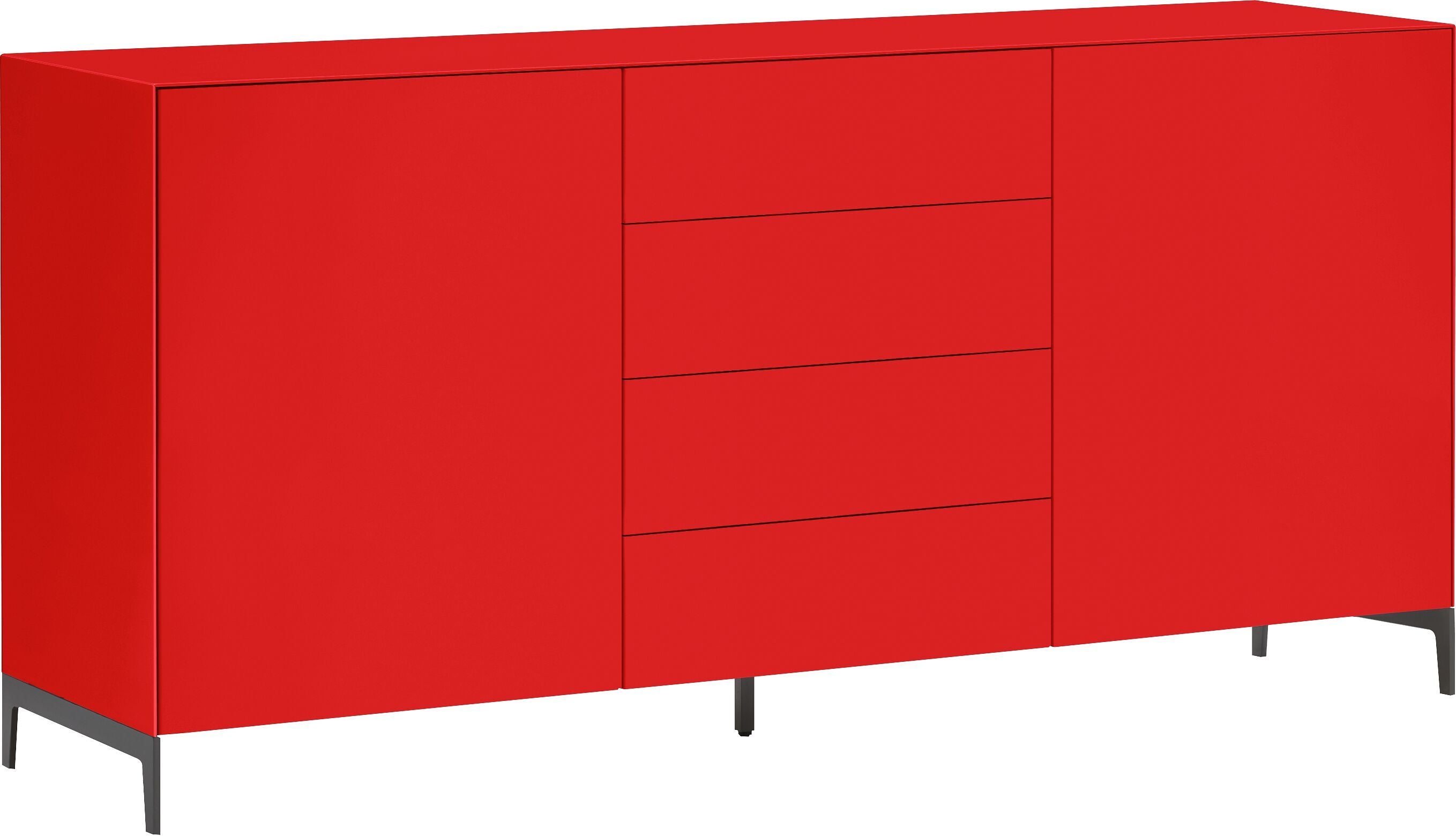 LUX Sideboard - Rot / B: 180.0 cm x T: 46.0 cm x H: 86.5 cm