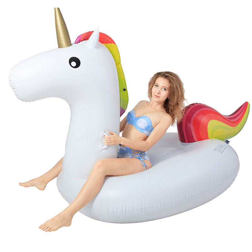 (270cm) Grosse Aufblasbare Wasser Luftmatratze Liegesofa Badeinsel - Weisses Einhorn