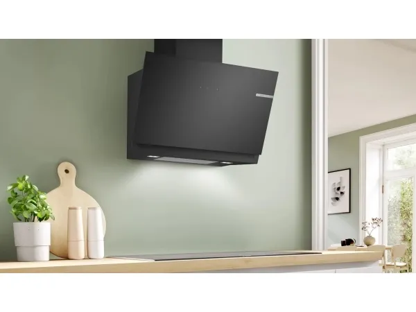 Bosch Serie | 6 DWK81AN60 - Hætte - skorsten vinklet - bredde: 79 cm - dybde: 43.3 cm - udtrækning og recirkulation (-) - sort