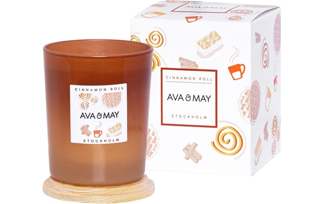 AVA & MAY Duftkerze »Cinnamon roll 180 g« Holzart: Buche (Schweden)