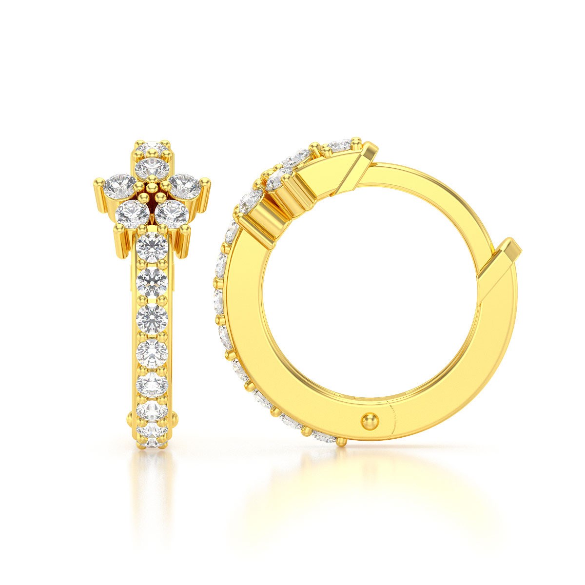 Boucles d'oreilles ADEN Créoles Or 585 Jaune Diamant 1.584grs