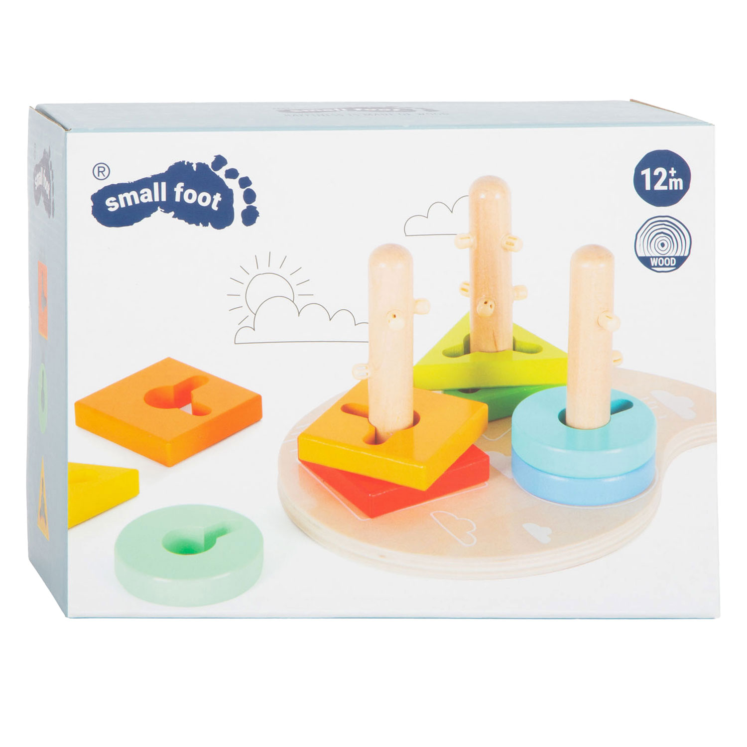 Small Foot - Houten Vormen en Sorterten Motoriek Stapelspeelgoed, 10dlg.