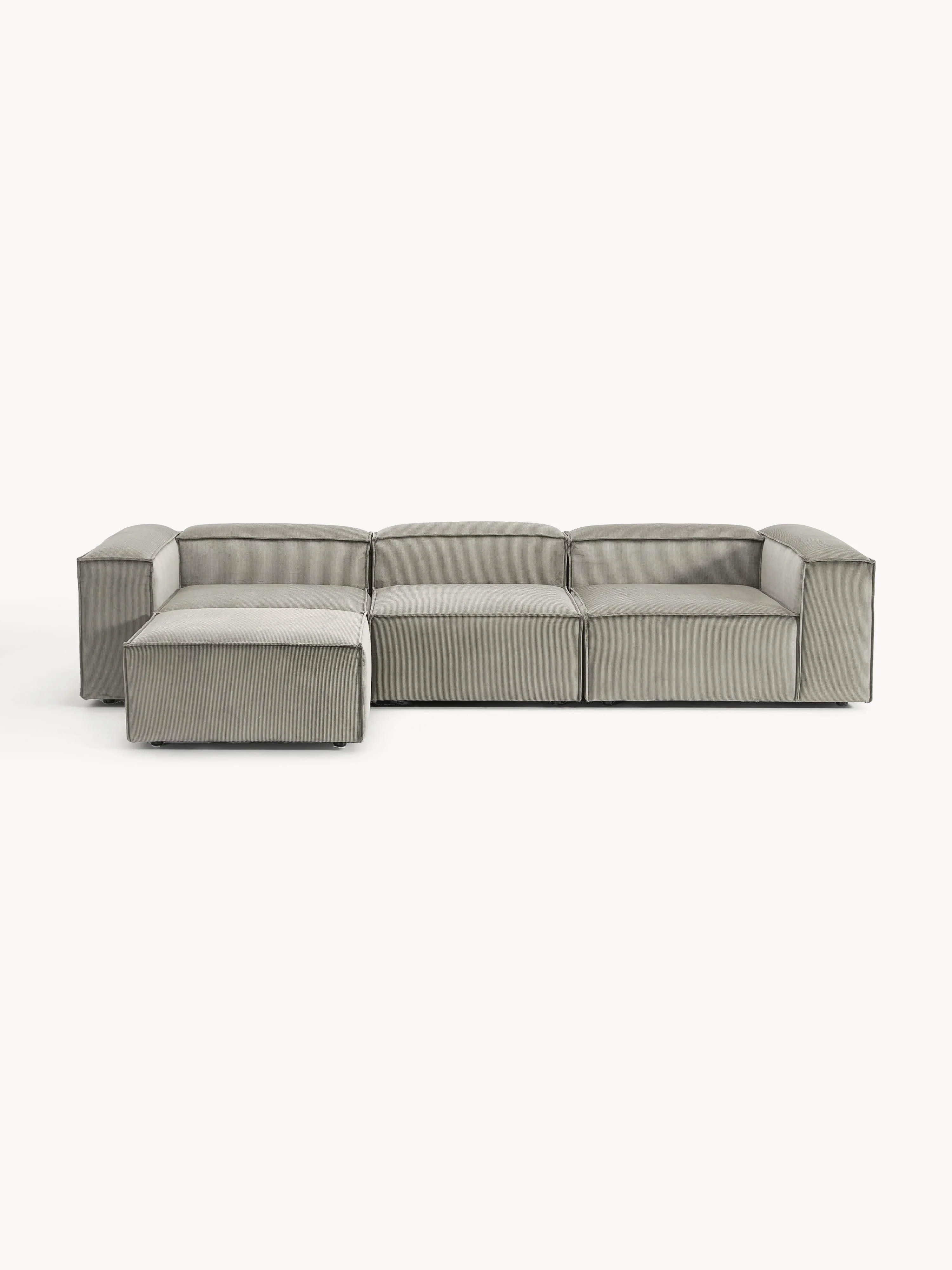 Modulaire bank Lennon (4-zits) van corduroy met poef (links/rechts)