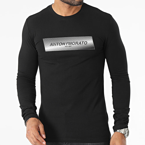 Tee Shirt Manches Longues Slim Chicago MMKL00324 Noir