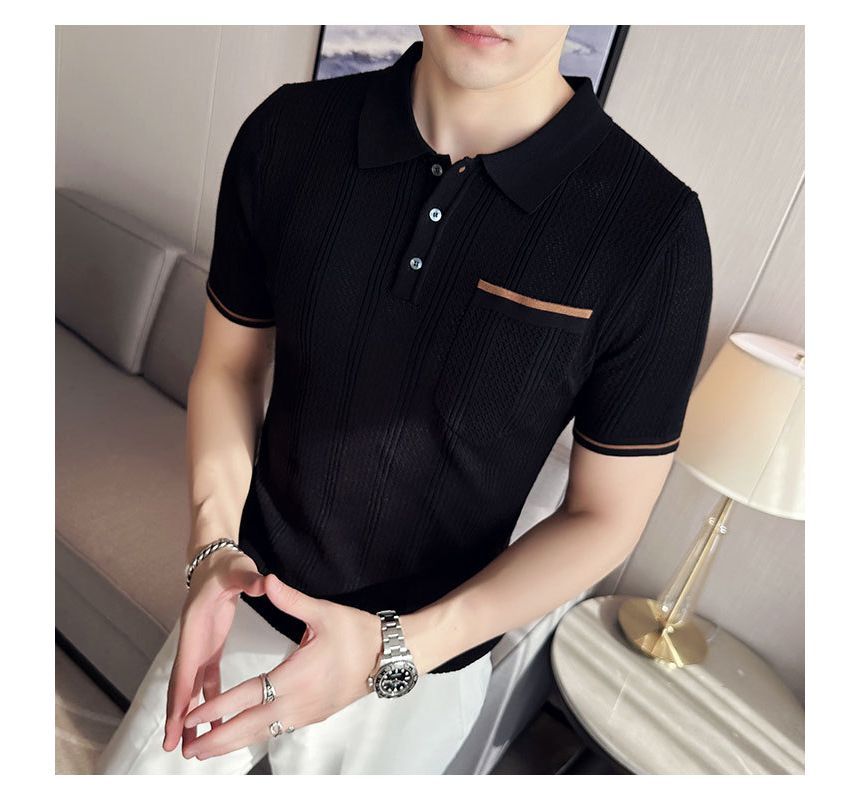 Deepwood - Polotop met korte mouwen en contrasterende bies