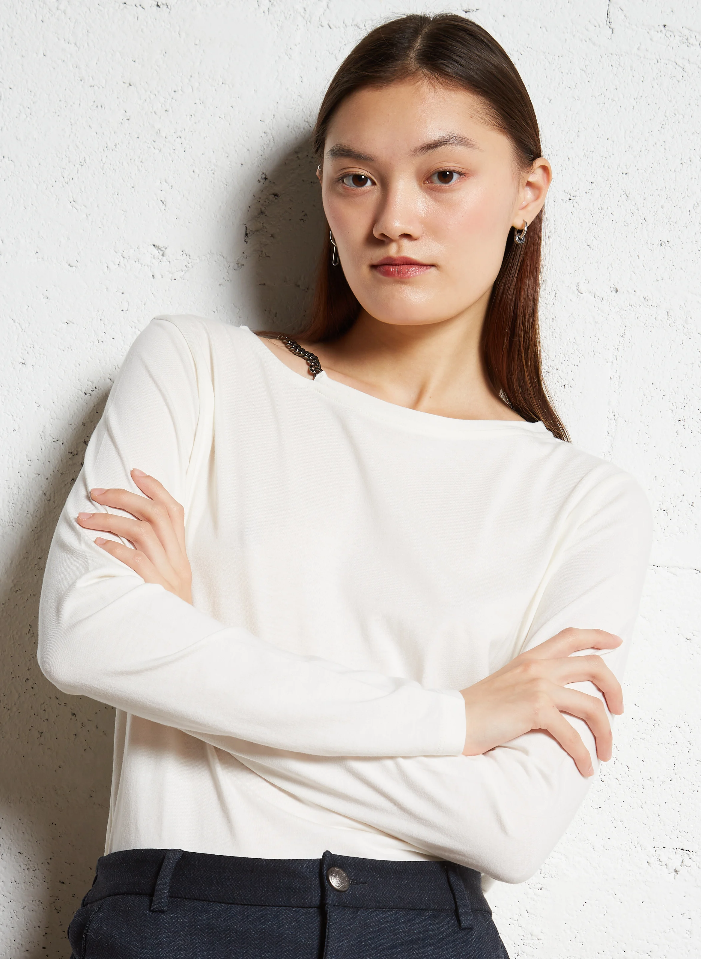 Tee-shirt droit en coton mélangé | Blanc