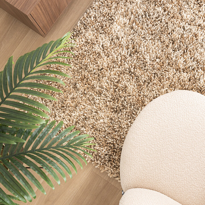 Hoogpolig wollen vloerkleed - Elin Beige