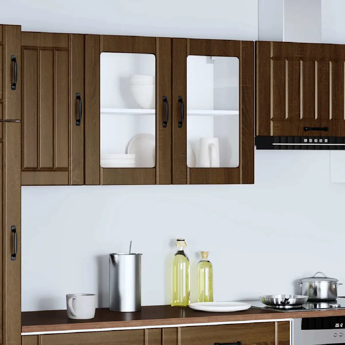 vidaXL Armoire murale de cuisine Lucca chêne marron