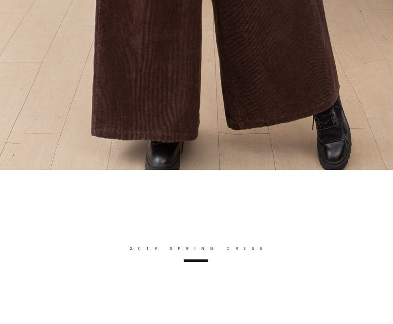 ZIMO - Elastische taille, effen fleecegevoerde corduroy broek met wijde pijpen