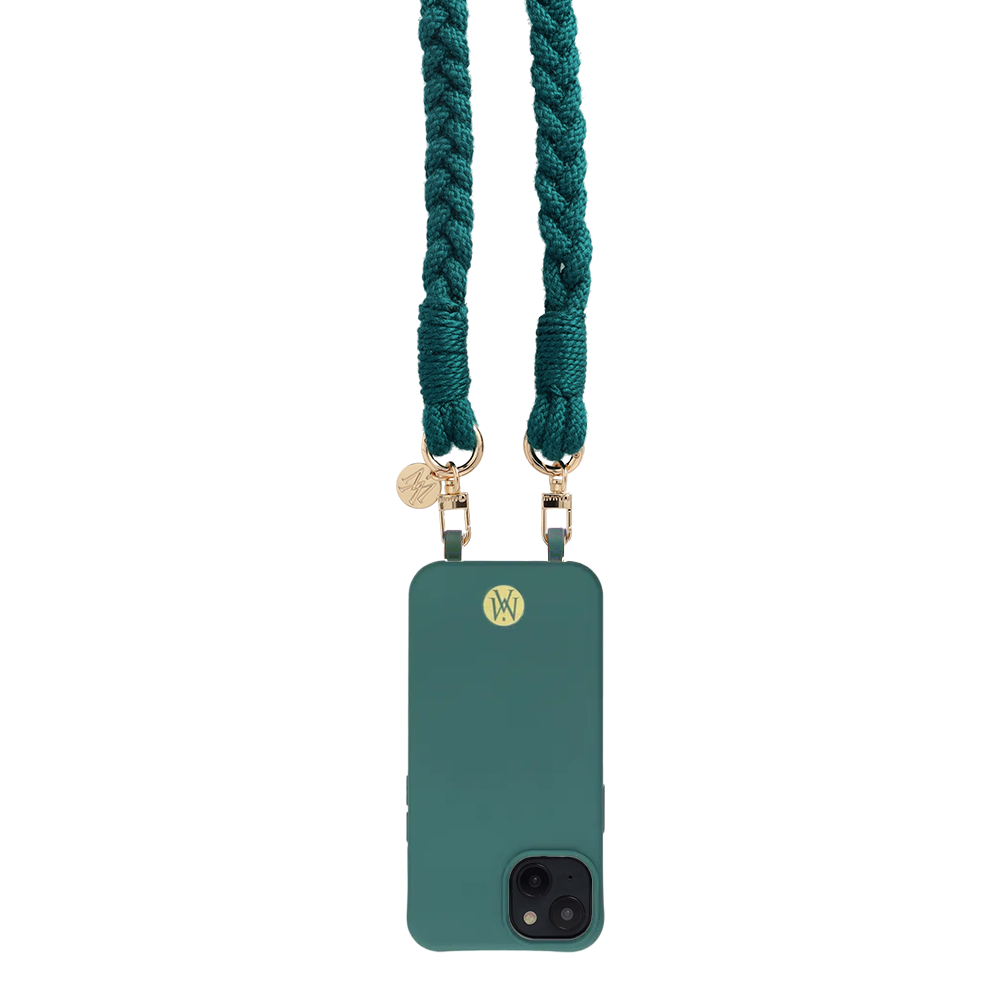 Handgemachte Handykordel Geflochtenes Umhängeband für Handyhüllen Gold - Dark Green
