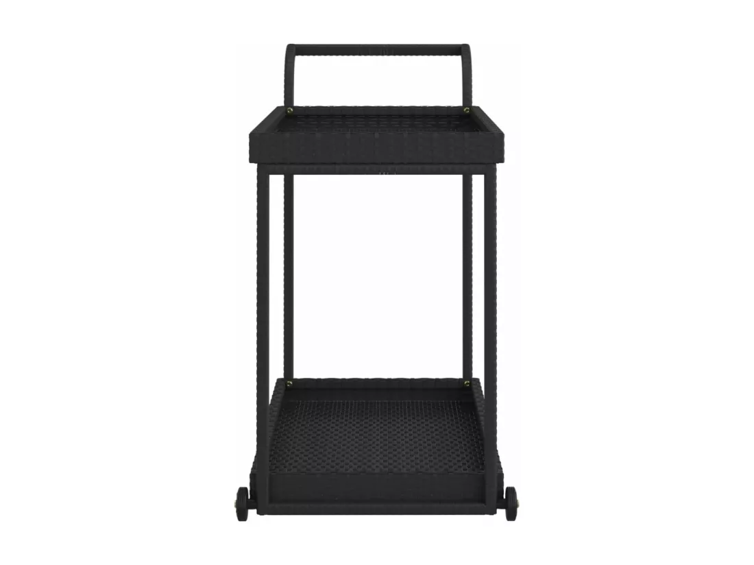 Chariot de bar Noir 100x45x83 cm Résine tressée