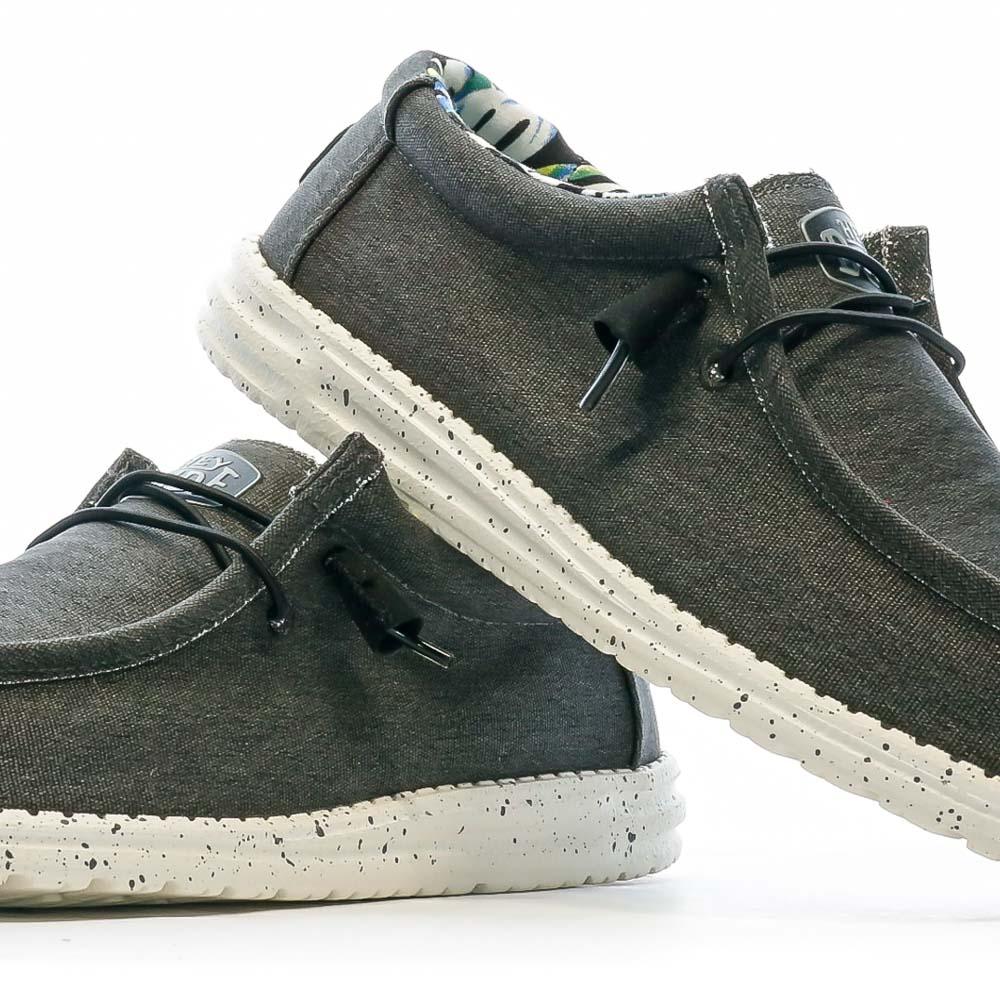 Hey Dude Chaussures Noir Homme Hey Dude Wally Stretch Canvas