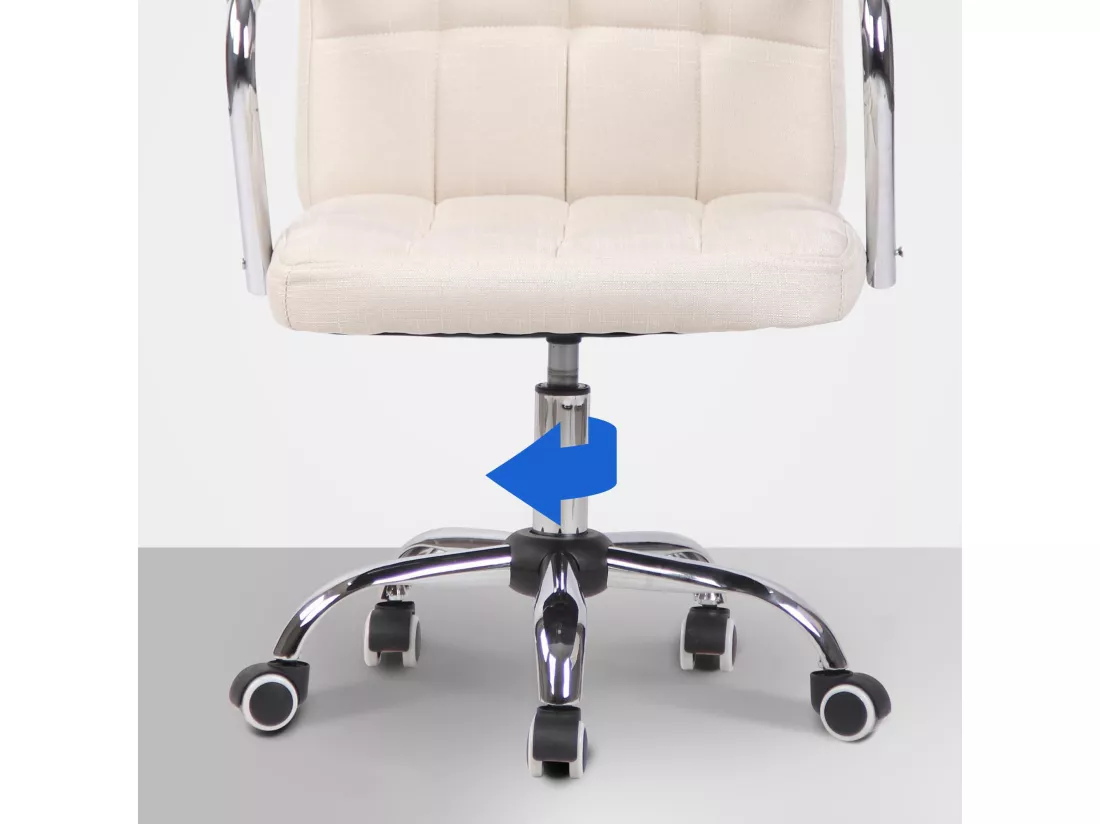 Chaise de bureau - Tissu & Métal chromé - Crème - Terni