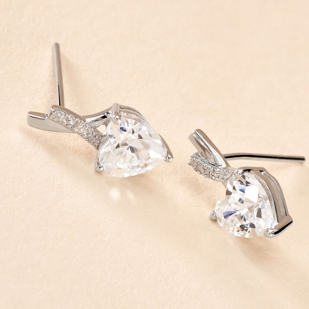 Boucles D'oreilles Puces Clothilde Or Blanc Oxyde De Zirconium