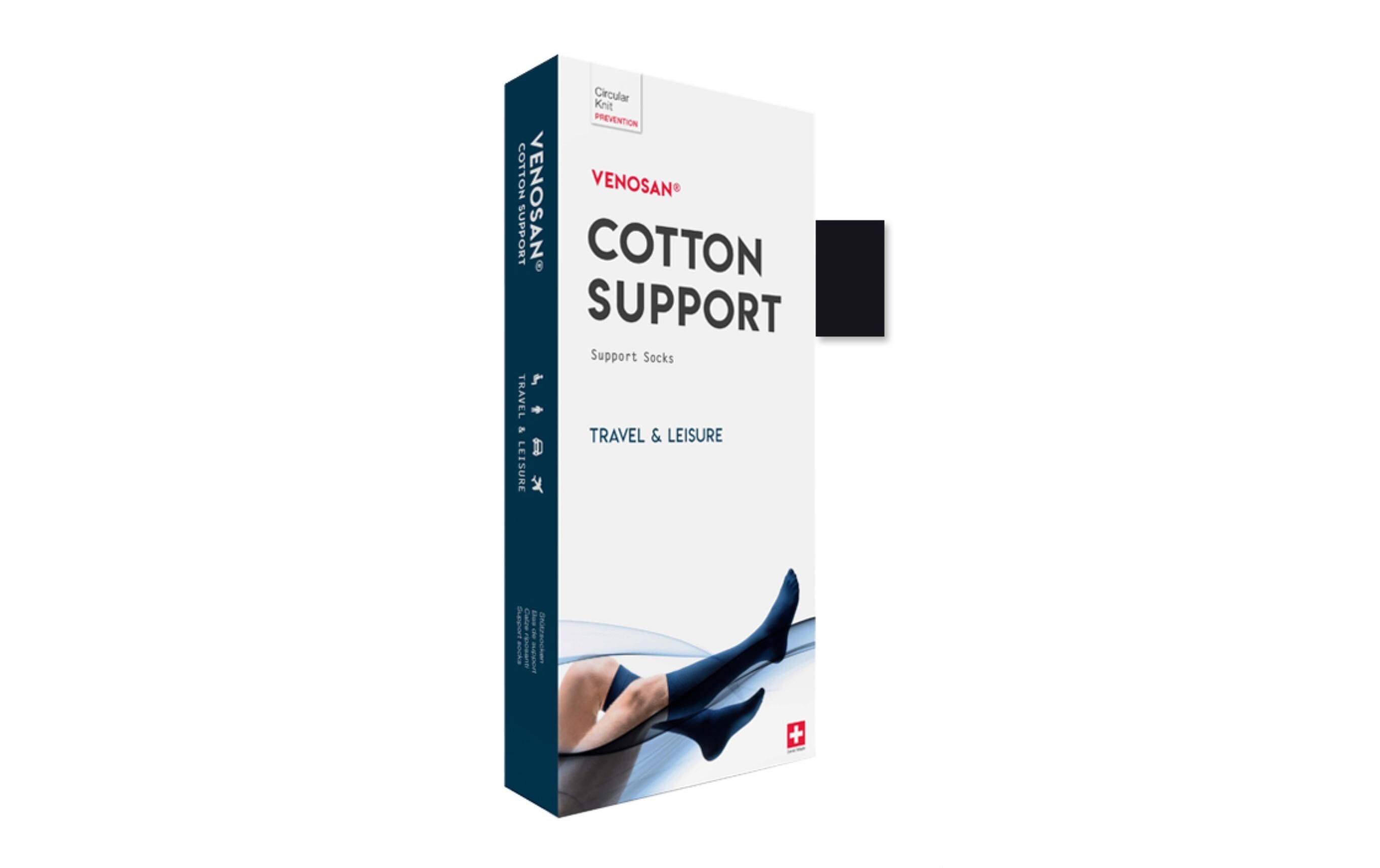 Cotton Support schwarz, LStützstrumpf, Reisestrumpf