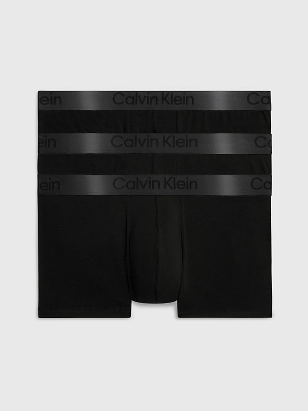 Conjunto com 3 Cuecas Boxer de Cintura Baixa - CK Pretas