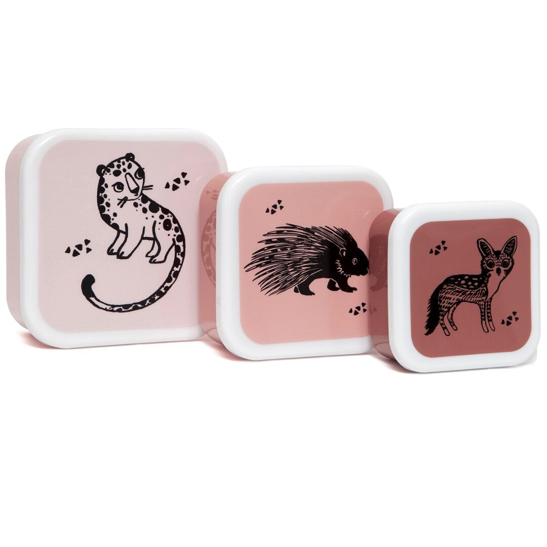 Petit monkey snackdoosjes black animals - pink - 3st