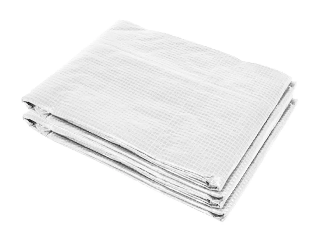 Bâche de rechange serre tunnel 6 m², bâche dim. 3L x 2l x 2H m PE anti-UV imperméable 6 fenêtres + porte enroulable zippée blanc