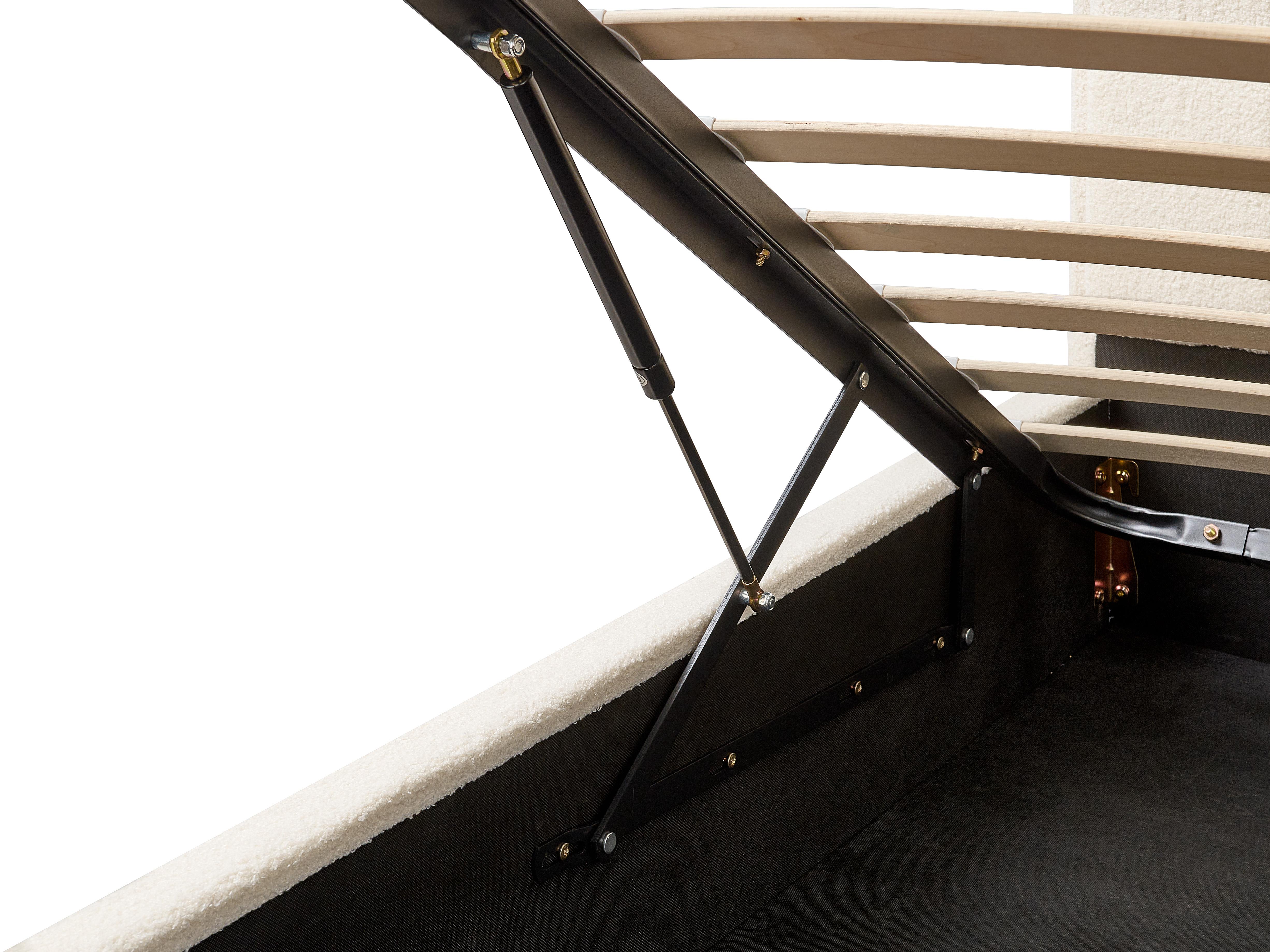 Bed met opbergruimte Bouclé SEZANNE 180 x 200 cm Gebroken wit