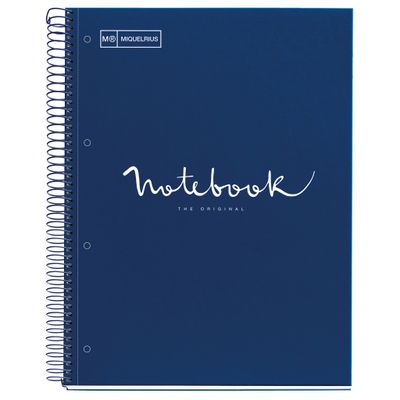 Notebook Emotions, couverture rigide, A4, quadrillage 5x5 mm, 80 feuilles de 1 couleur, Miquelrius, Marine.