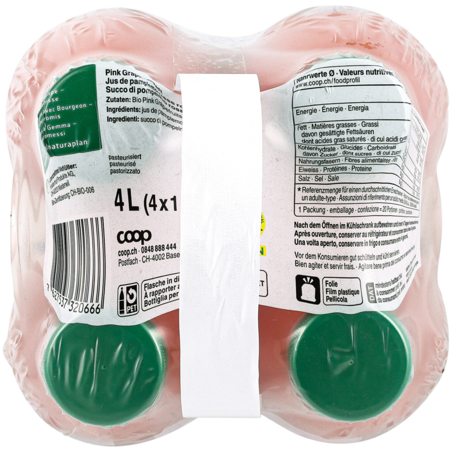 Naturaplan Bio Grapefruitsaft Pink 4x1l