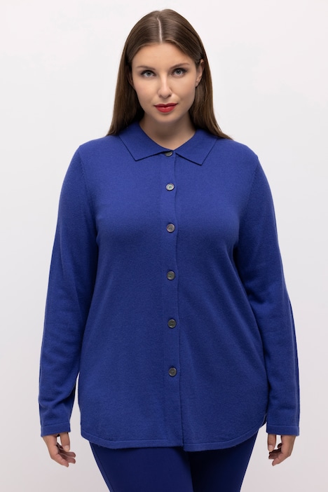 Pullover, edle Wollmischung, Hemdkragen, Langarm