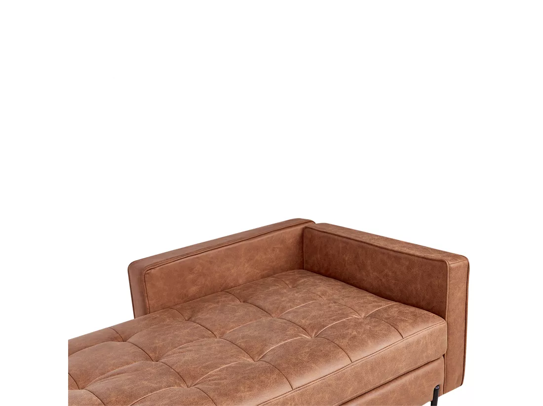 Chaise longue côté droit en cuir PU marron doré REBAIS