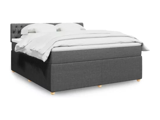 Sommier à lattes de lit avec matelas Gris foncé 180x200cm Tissu