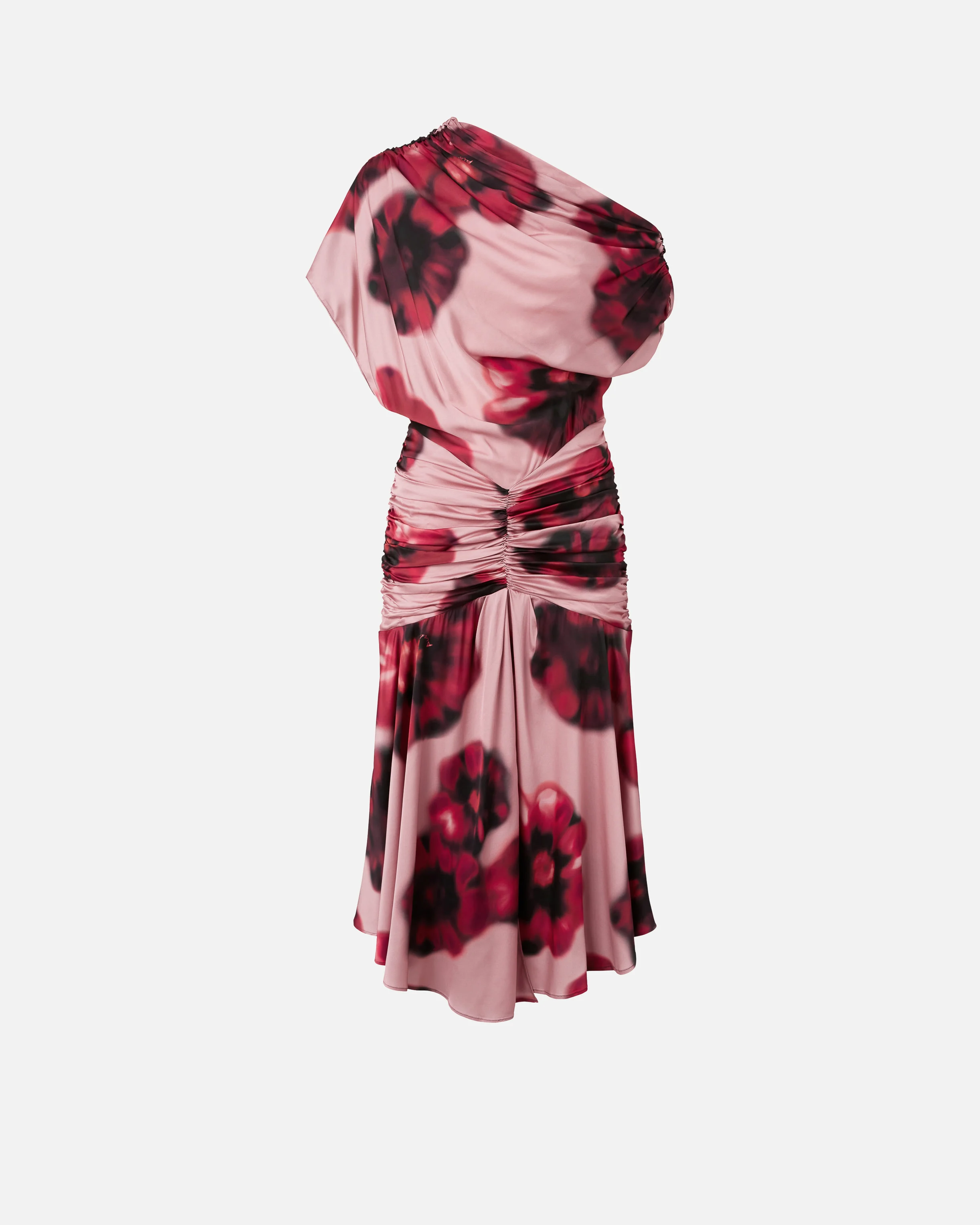 Robe midi drapée à imprimé floral dégradé | Multicolore