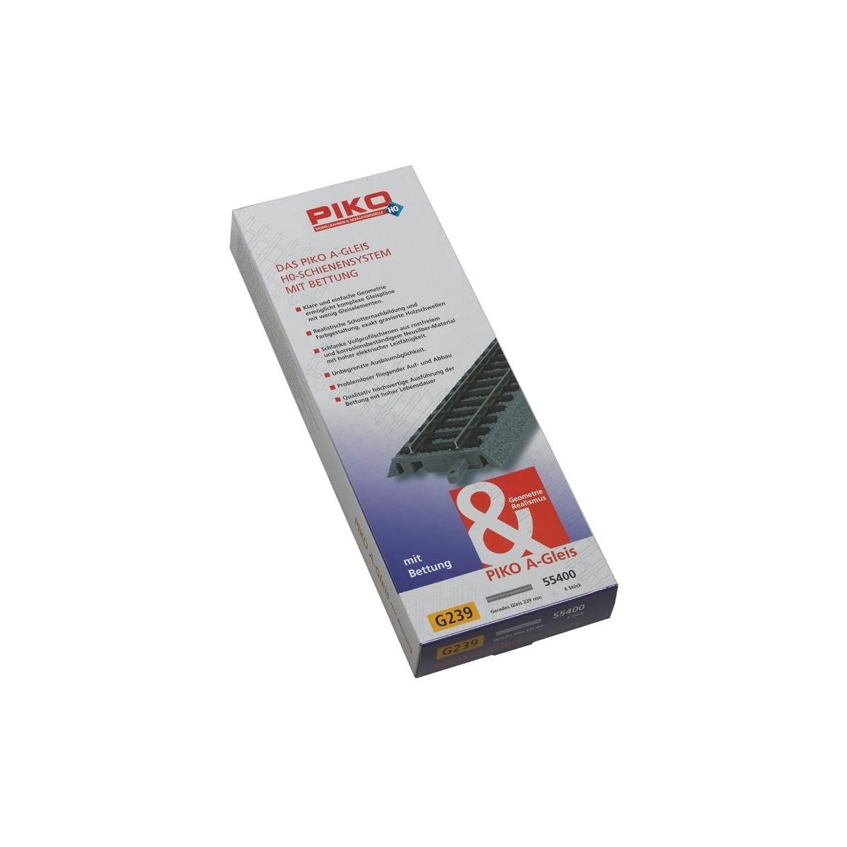 PIKO Skinnesett A 239mm rett - 6 stk