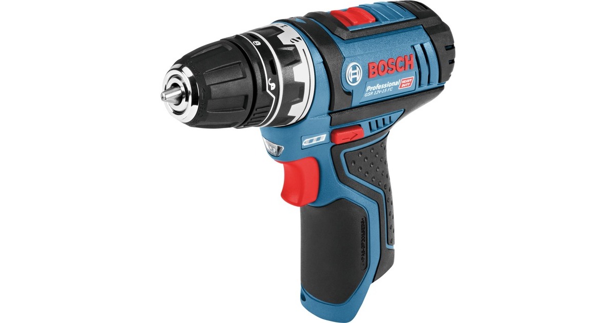BoschAccuschroefboormachine GSR 12V-15 FC Professional  (Blauw/zwart, L-BOXX, opzetstukken, oplader en 2 accu's inbegrepen )