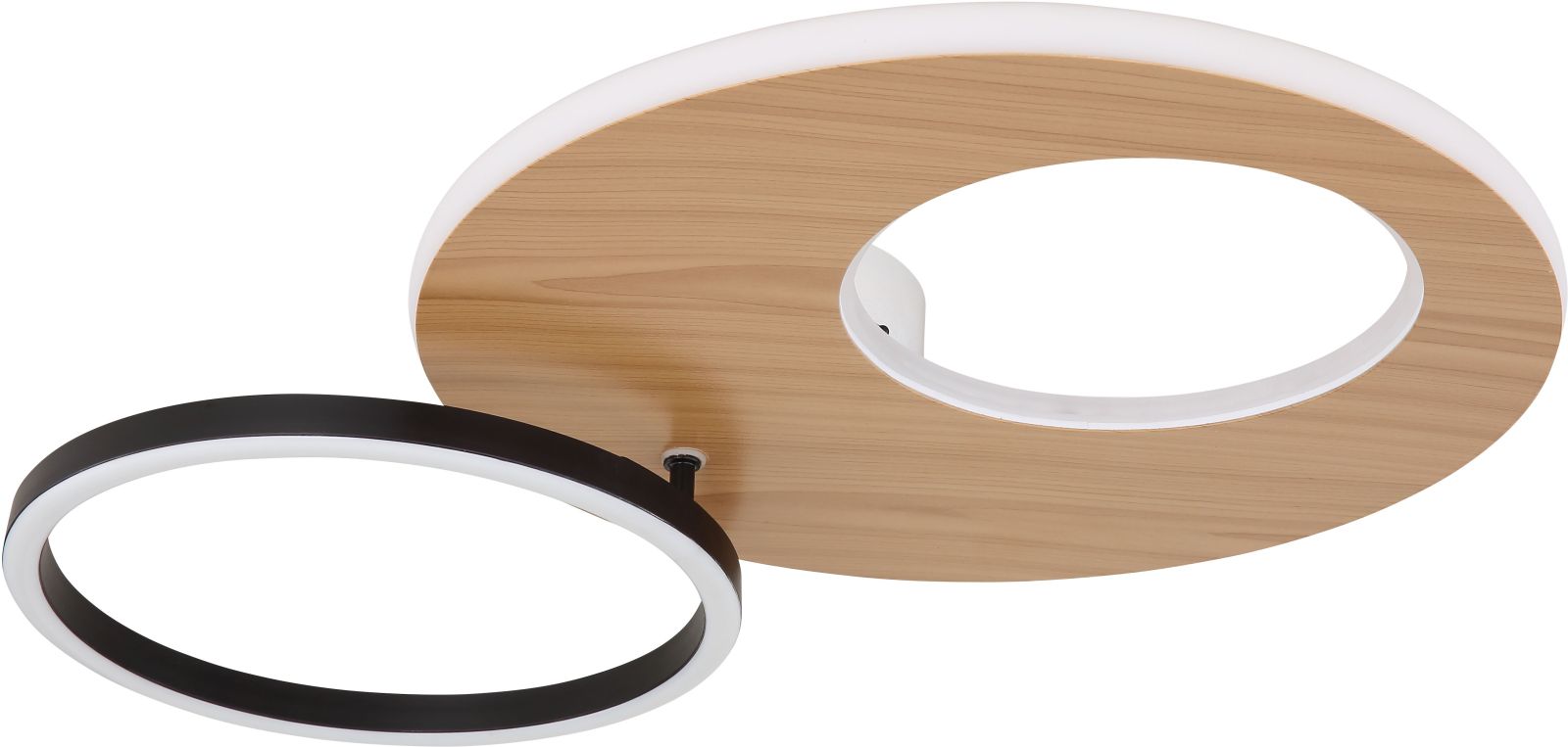 LED-Deckenleuchte FORSI - schwarz-weiß - Holzoptik- 61,2cm