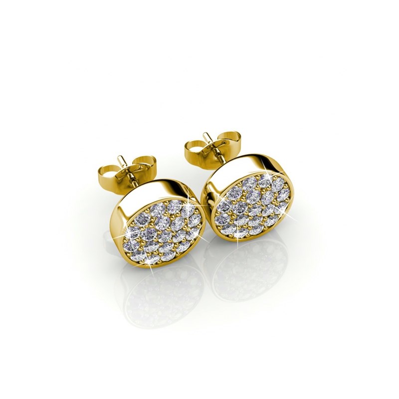 Boucles d'oreilles Round - Doré et Cristal