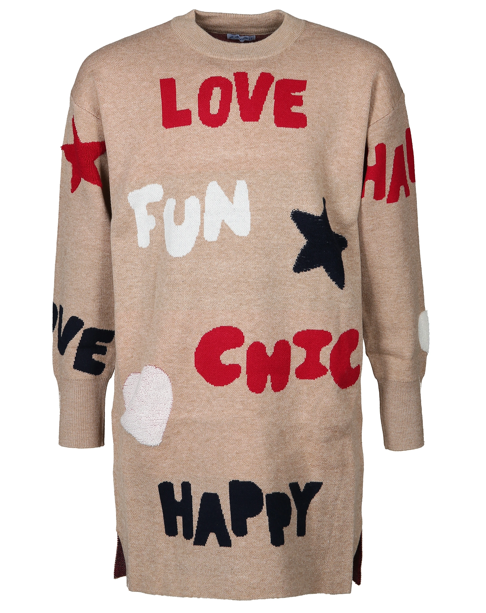Langarm-Kleid LOVE & FUN in beige