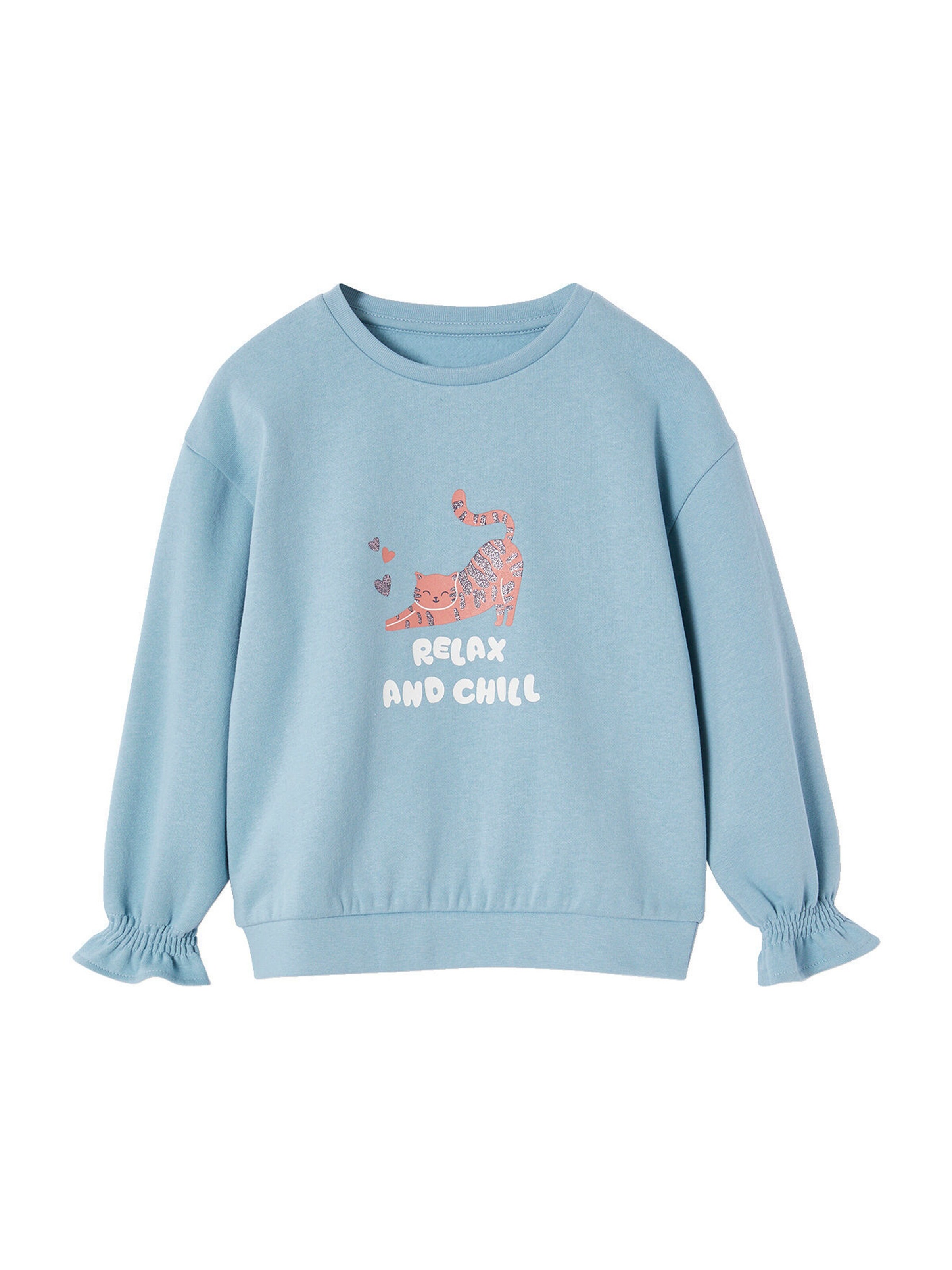 Vertbaudet Mädchen Sweatshirt mit Tierprint himmelblau